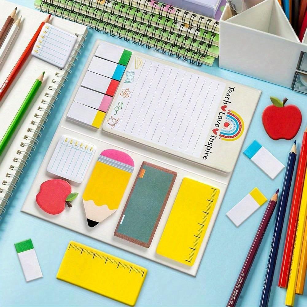 Teacher Sticky Notes Set - Teaching Supplies Shaped Sticky Note Pads Teacher To Do List Notepad Writing Memo Pads For Teacher Appreciation