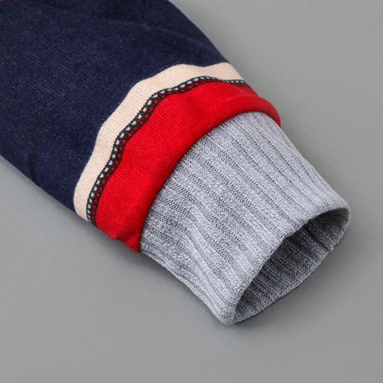 Stribet Print Langærmet Sweaterfrakke Efterår Vinter Knaplukning Hætte Plysforing Sweater Cardigan Ydertøj