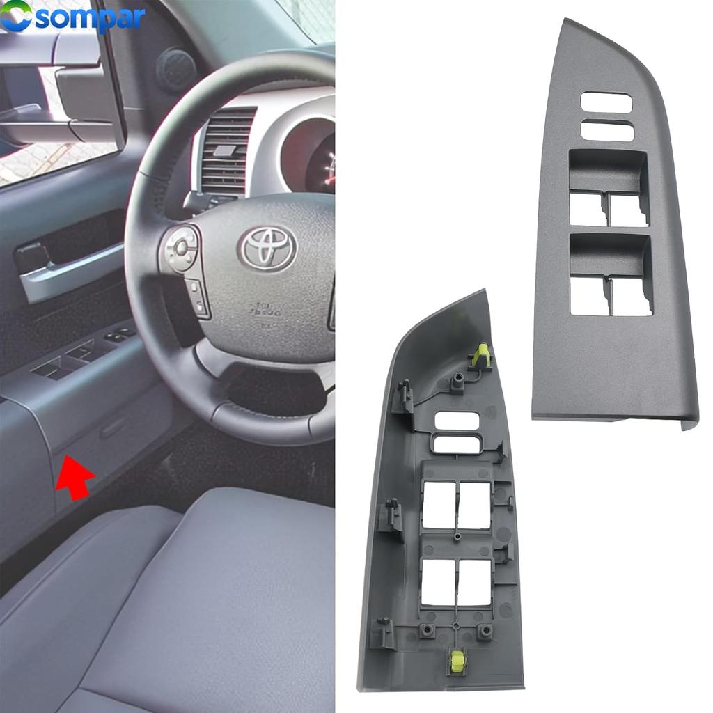 Osompar Door Window Switch Bezel Front Left Driver Side Compatible with Toyota Tundra 2007-2013 Sequoia 2010-2017 Replaces 74232-0C100 Gray