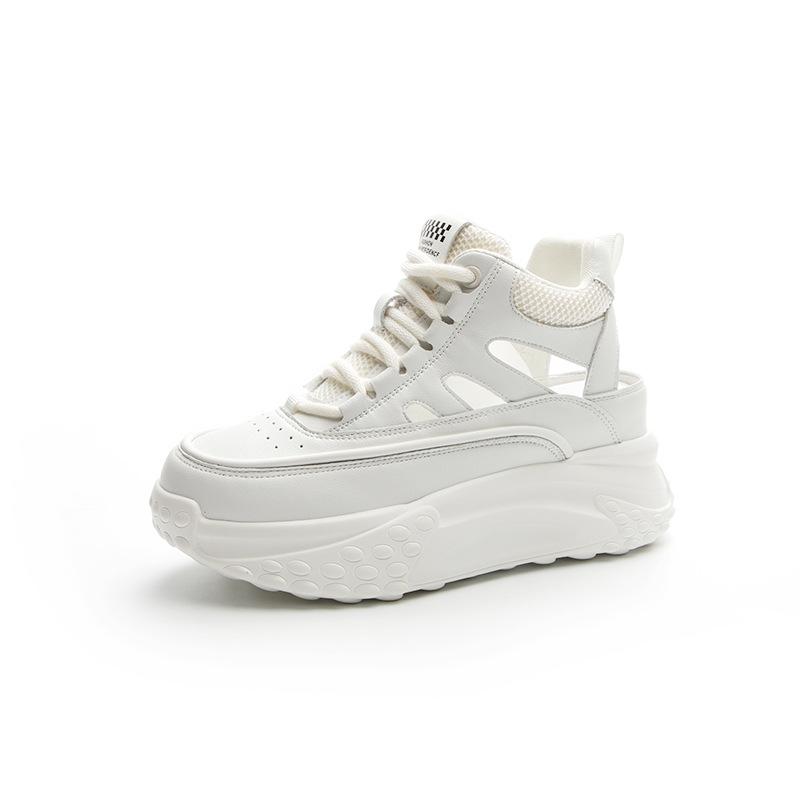 Leather hollow dad shoes women's summer 2025 new lightweight inner height increase casual fashion sports shoes platform sandals