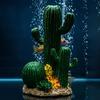 Simulation Cactus Statue Figure Fishtanks Decoration For Terrarium Reptiles Cage Shelter Climbing Toy Landscape Accessory