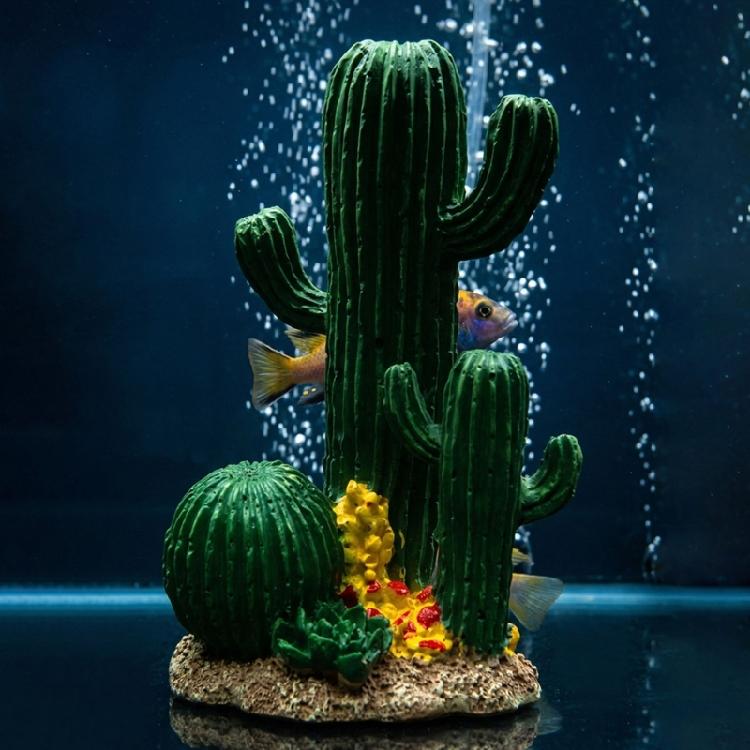 Simulation Cactus Statue Figure Fishtanks Decoration For Terrarium Reptiles Cage Shelter Climbing Toy Landscape Accessory