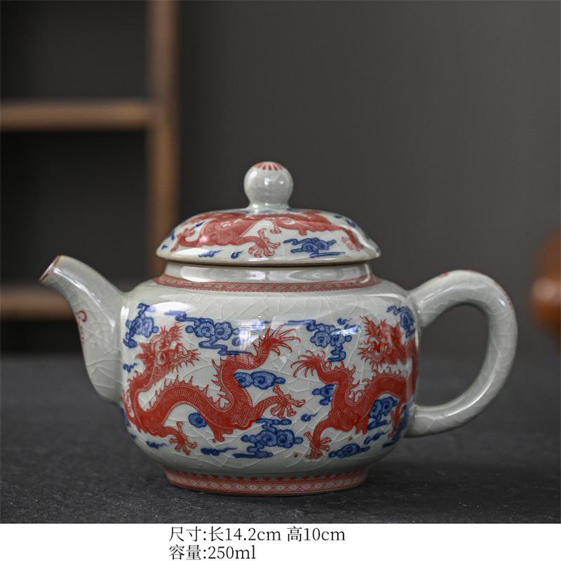 250ml Blue and White Porcelain Handmade Teapot Household Thousands of Miles Teapot Jingdezhen Pot Tea Making Kettle Teaset Gifts