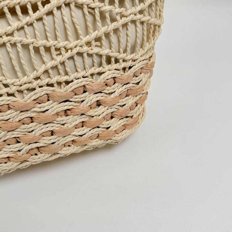 Handwoven Natural Fiber Tote Bag with Braided Handles and Open Weave Design