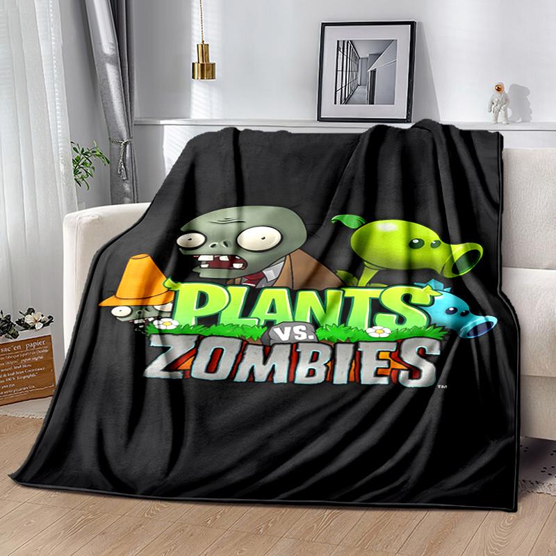 1pc Blanket Plants vs. Zombies Print Design, Lightweight Blanket for Sofa, Bed- Soft &Warm, Gift for All Seasons like Christmas, Halloween