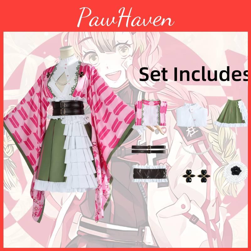 Slayer Demon Kanroji Mitsuri Clothing Cosplay Anime Party Costume Suit Perform