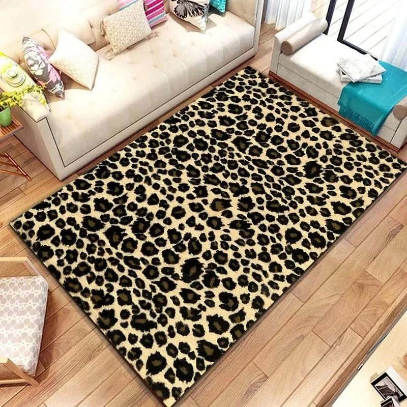 Tapis Imprimé Léopard Porte d'Entrée Sol Paillasson Lavable en Machine Tapis Décor Salon Salle de Bain Tapis Doux Antidérapant