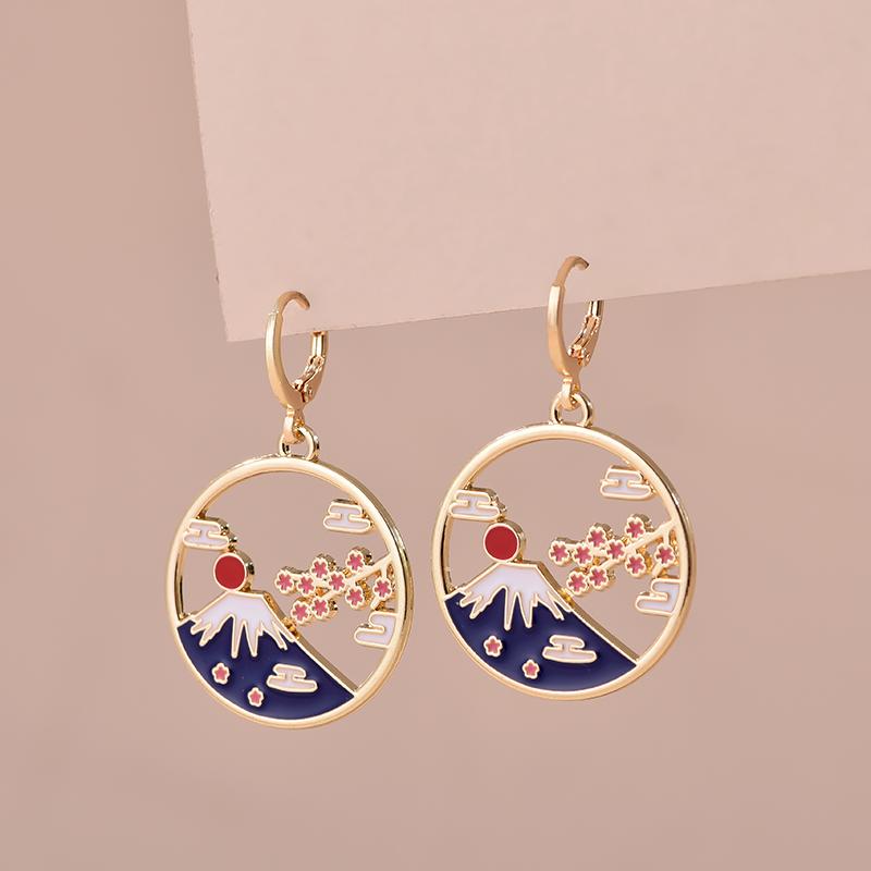 Colorful Aesthetic Animal Cat Rabbit Koi Dragon Earrings For Women Girls Enameled Delicate Gold Color Hoop Earrings Jewelry Gift