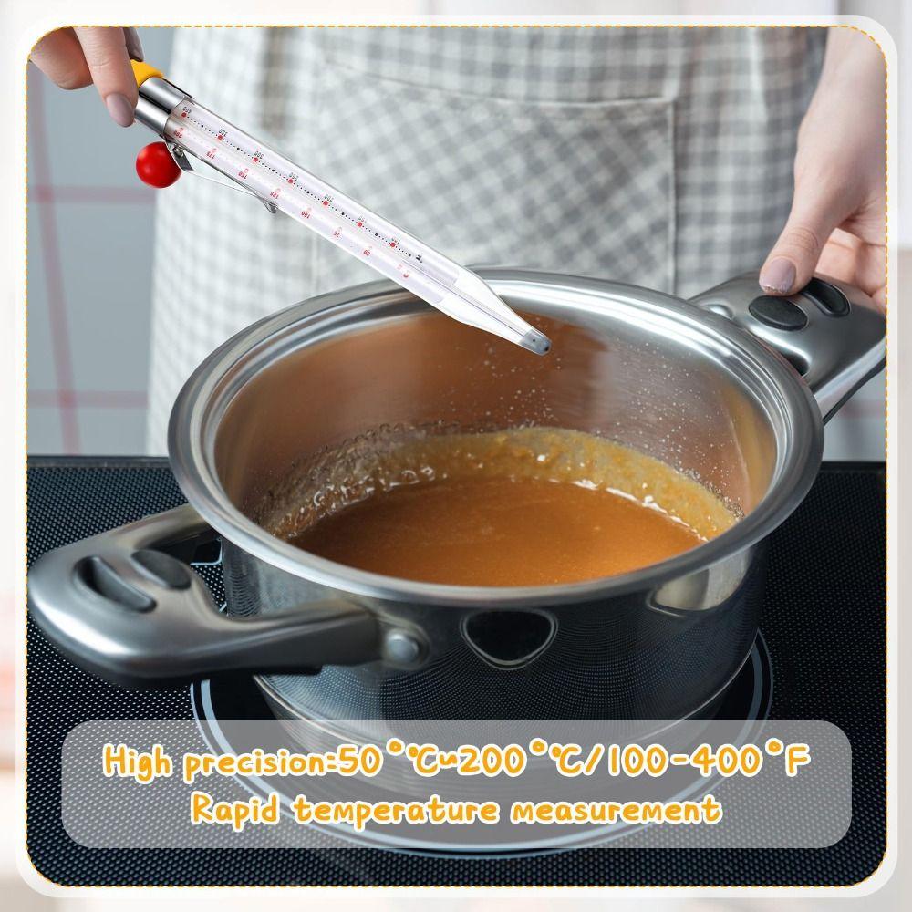 50-200℃ Candy Thermometer with Pot Clip Instant Read Cooking Food Thermograph Safety with Protective Cover