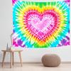VIKAMA Rainbow Tie Dye Heart Tapestry Dopamine Colour Cure Ins Style Decorative Tapestry Room Background Decoration