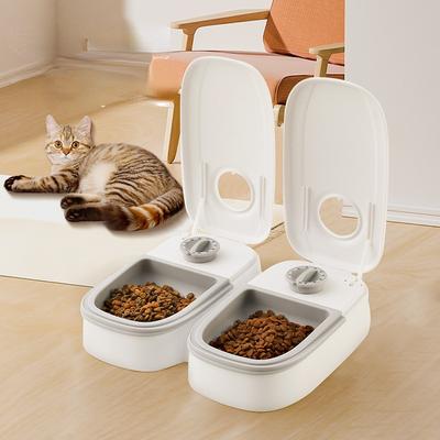 Tigela para Animais de Estimação Temporizador Inteligente Alimentador para Gatos Quantitativo Comida Seca e Úmida Separação de Refeições Duplas Alimentação Automática para Cães em Casa