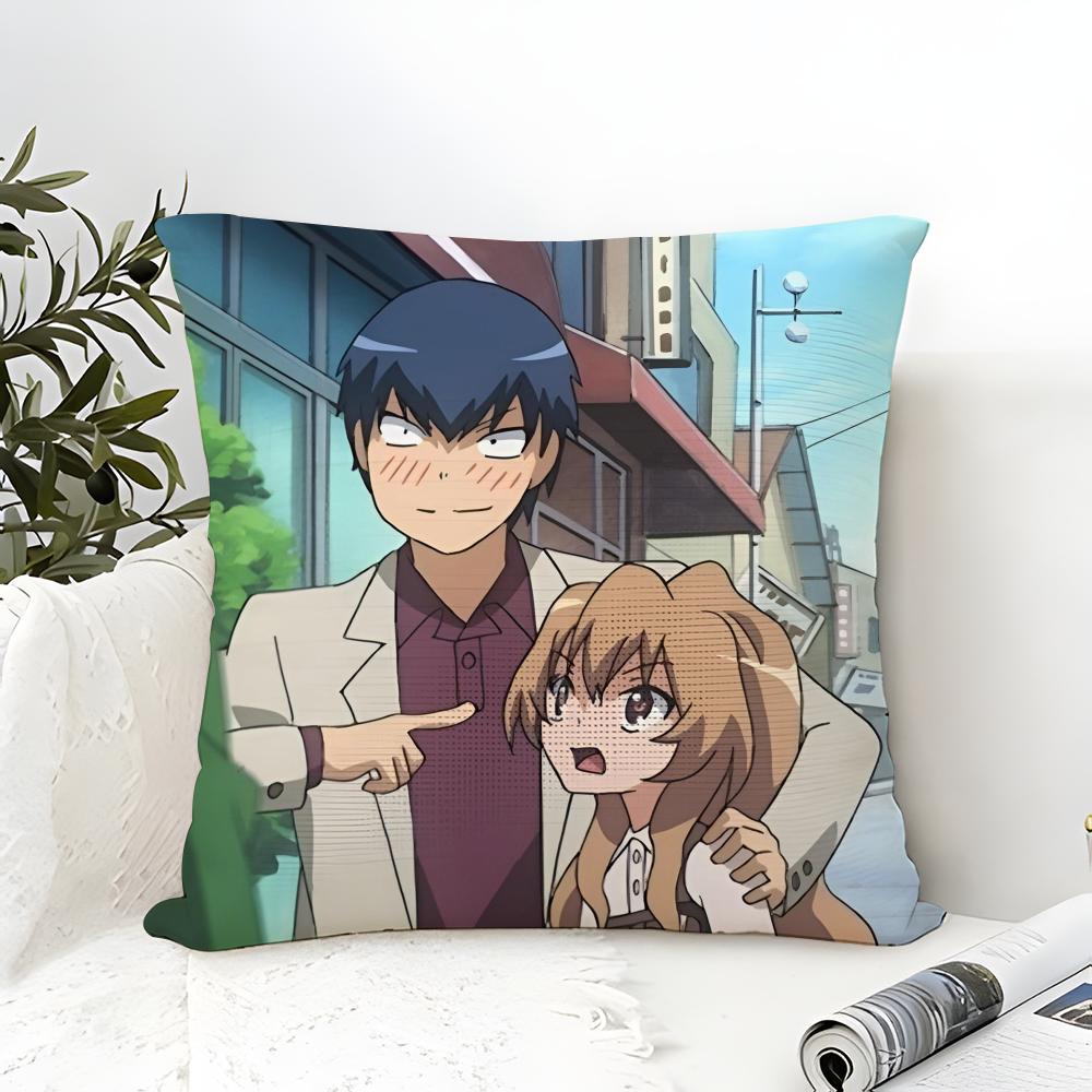 Anime TToradora Pillow Case Cotton Linen Fabric Square Zipper Pillowcase Home Decorative Living Room