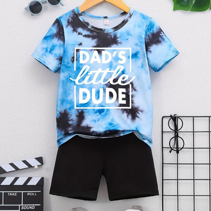 2024 Kids Clothes Suit for Boy Girl Short Sleeve Children's Sets Tie-Dye 3D Letter Print Kids Summer Clothes Children's Clothing
