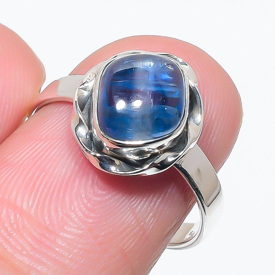 

Natural Blue Kyanite Gemstone Handmade 925 Solid Silver Jewelry Ring Size 8 s4H89
