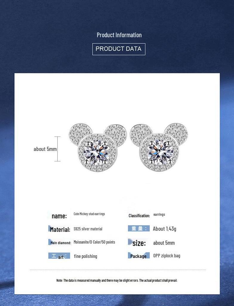 Moissanite Mickey Ear Ring - 1 Carat Women's Fashion Jewelry