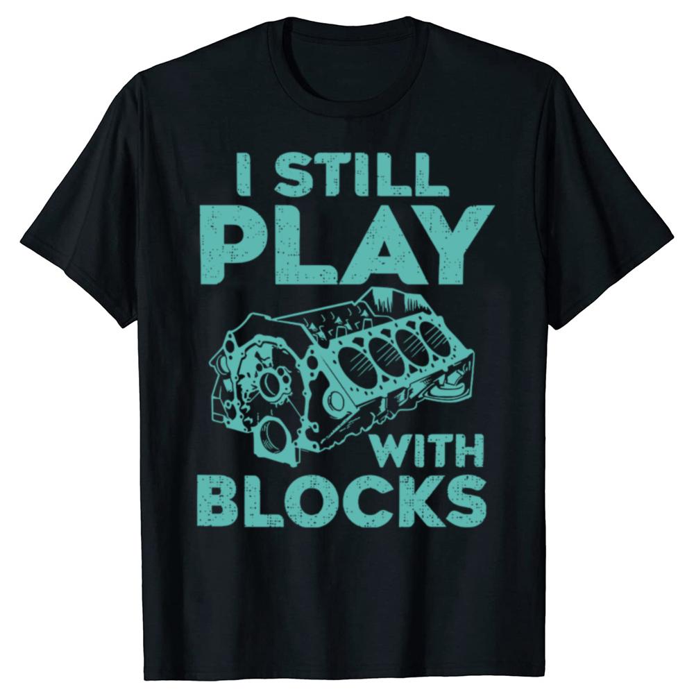 

Funny I Still Play with Blocks Cool Humor T-shirts Men Fashion Print Tshirt Loose Oversized Streetwear Hip Hop Unisex T Shirt... S разноцветный