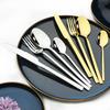 30pcs Black Gold Western Dinnerware Set Stainless Steel Cutlery Set Knife Dessert Fork Spoon Tableware Set Flatware Silverware