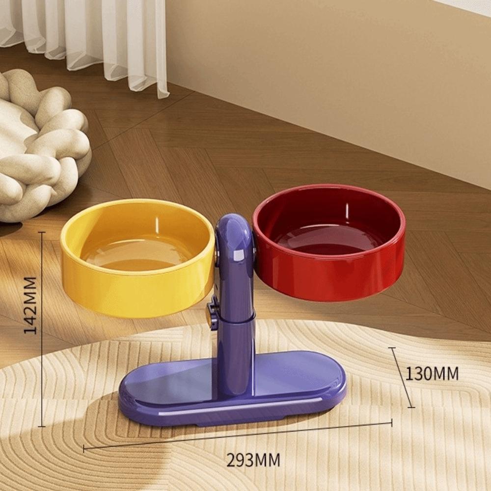 

Adjustable Height Double Dog Bowl Anti-Leakage High Legged Bowl Suction Cup Pet Bowl for Cats Dogs фиолетовый