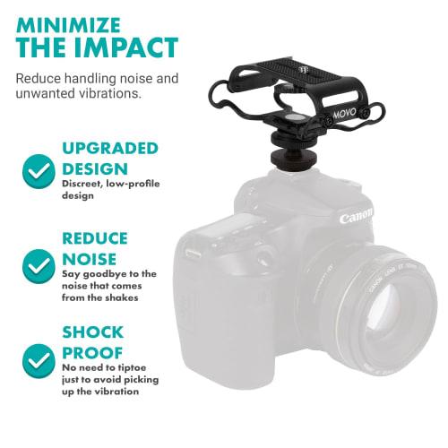 Movo SMM5-B Universal Microphone and Portable Recorder Shock Mount - Fits Zoom H1n, H2n, H4n, H5, H6, Tascam DR-40x, DR-05x, DR-07x, etc. 1/4" Mountin