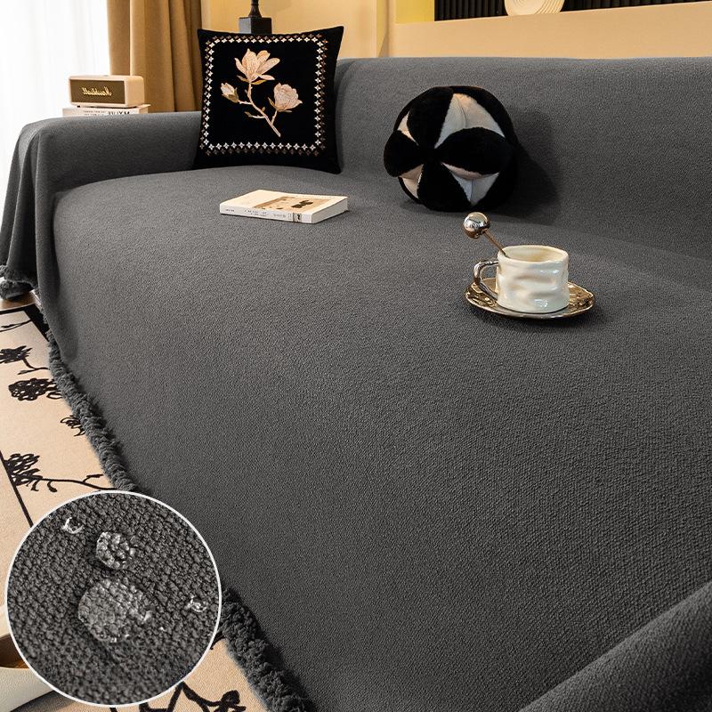 

Однотонный чехол на диван Водонепроницаемый Бахрома Диванные полотенца Домашнее украшение Мягкая подкладка Четыре сезона Защита от царапин кошек Не липнущие шерстяные одеяла 180*130cm