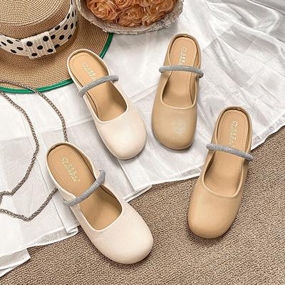 2025 Spring and Summer New Heelless Lazy Internet Celebrities Fairy Wind Bag Head Half Slippers Women Wear Muller Women Single Shoes