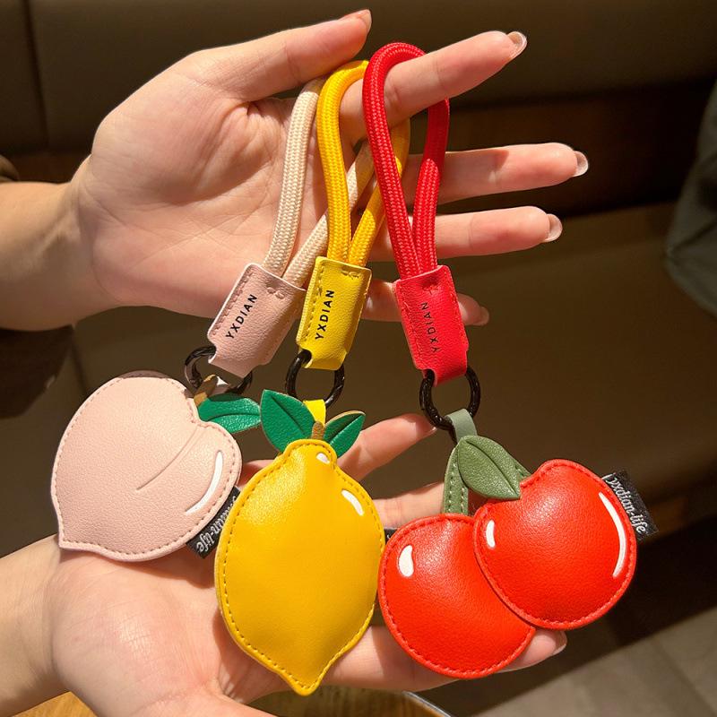 Creative Cartoon Fruit Keychain: Cute Leather Backpack and Car Pendant Accessory