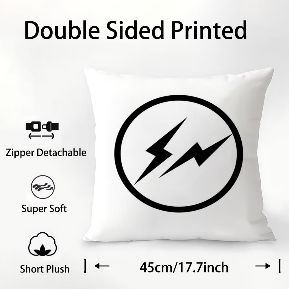 Lightning F-Fragment D-Design Pillow Case Plush Fabric Soft Double Sided Print Sofa Cushion Cover Throw Pillow Covers