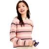 Anta X Cute Town Collaboration Life Series Polo Neck Striped Color Block Loose Long Sleeve T-Shirt Women Tops 162548404-1