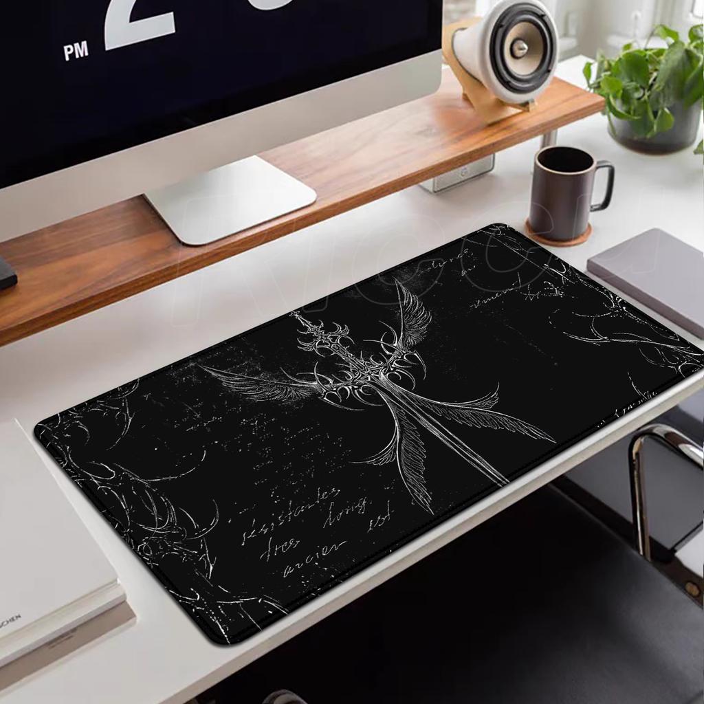 Black Sword Art Mouse Pad XXL Gothic Symbol Mousepad Rubber Large Desk Mat Computer Desk accessories Gaming Keyboard Cabinet Mat