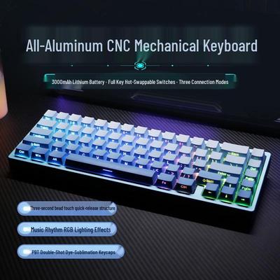 Customized CNC Aluminum Mechanical Keyboard: Tri-Mode (Bluetooth/2.4G/Wired) for Gaming & Office - Blue Switches
