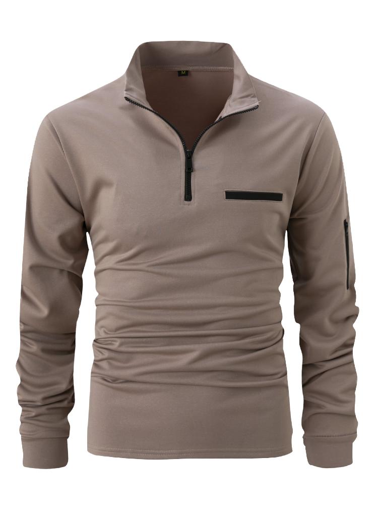 Pánské jarní a podzimní polo tričko, zip na rukávu, sportovní polo tričko