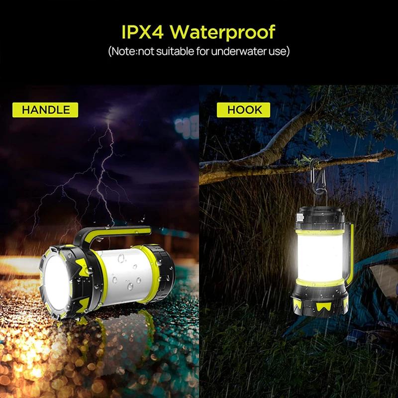 Powerful Flashlight Camping Light USB Rechargeable Camp Light LED Dimmable Spotlight Work Light Waterproof Emergency
