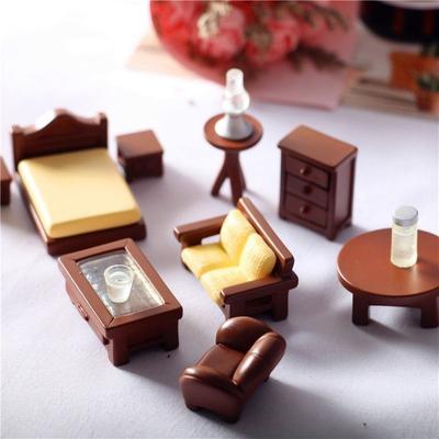 9pcs/set Miniature Simulated Furniture Set Small Ornament Models Sofas Beds Coffee Tables Cabinets For DIY Handmade Decorations