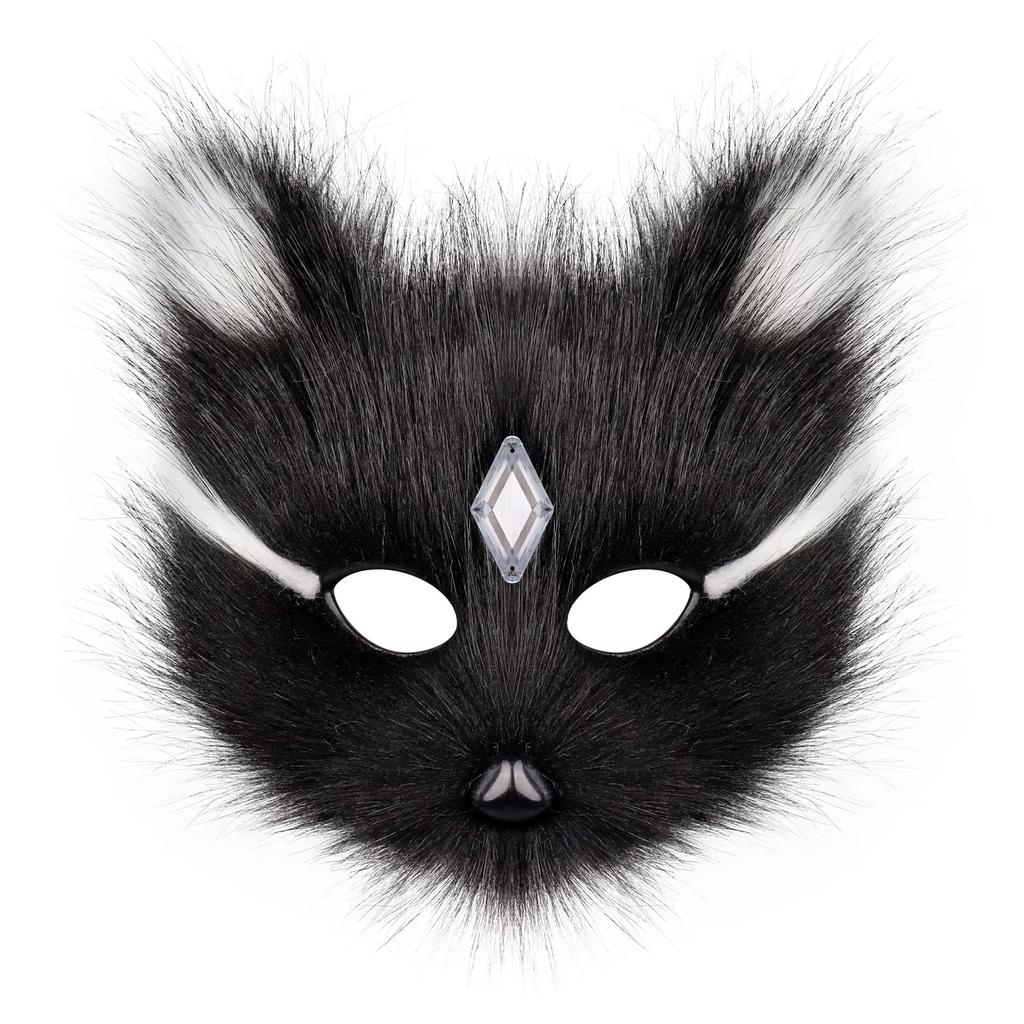 Plush Fox Half Face Masks Animal Cat Wolf Mask Halloween Christmas Masquerade Party Cosplay Costumes Props