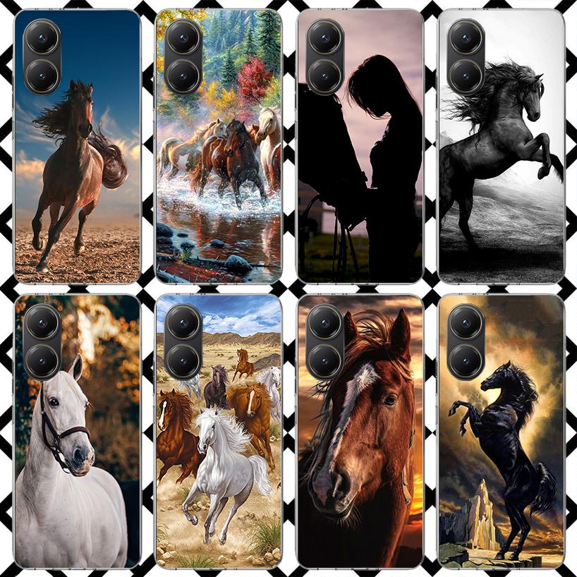 Black Horse Galloping Phone Case for Xiaomi Poco F7 Ultra X7 X6 X5 Pro X4 Gt M8 M7 Redmi 15 15C 13 13C 12 12C Soft Cover Fundas
