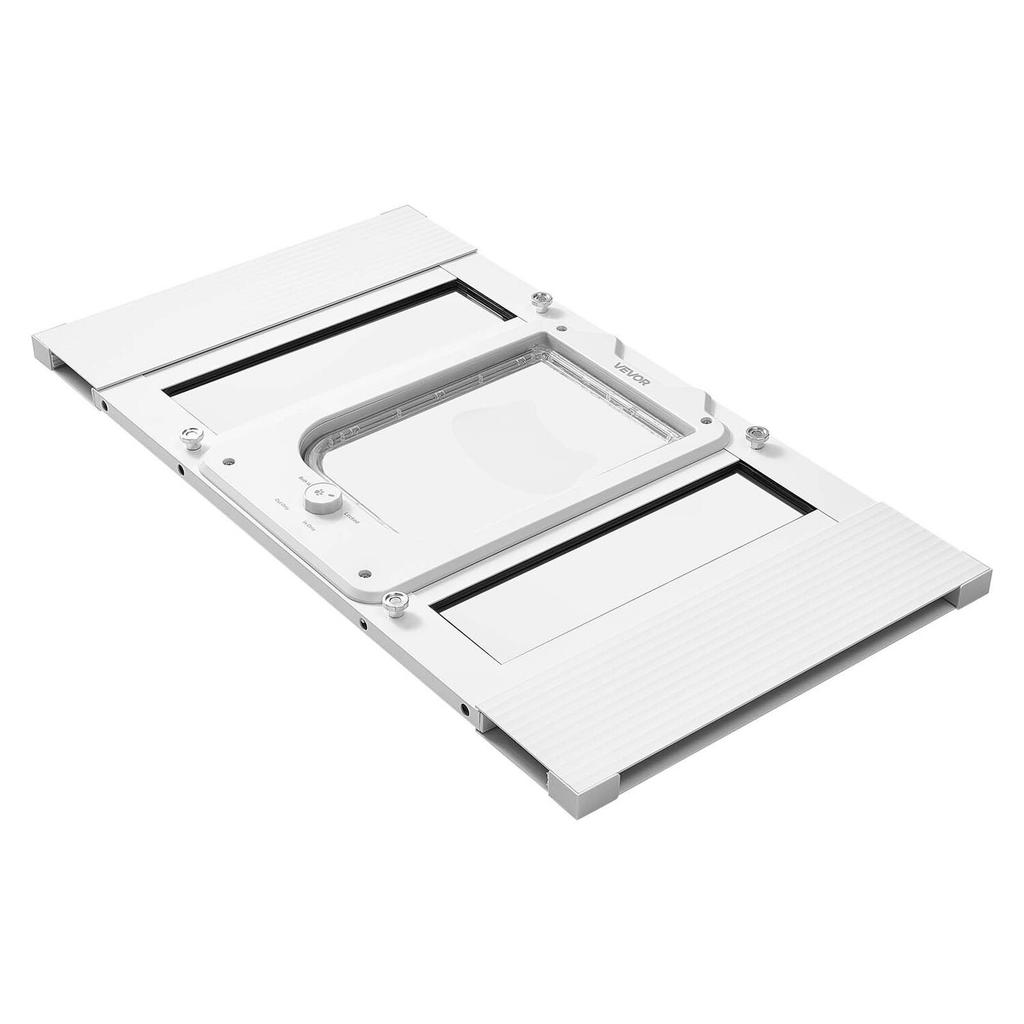 Cat Door for Window, Adjustable To Fit Window Width 584-711 Mm, 4 Secure Lock Modes, Aluminum Frame and High-Transparency Glass, Magnetic Closure,