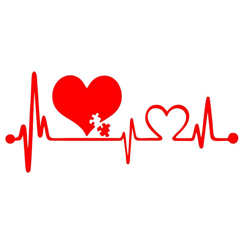 

LYKX Autism Heart Beat Lifeline Creative Car Stickers Car Window Personality Decorative Accessories Car Styling Decals 16cm X 7cm червоний