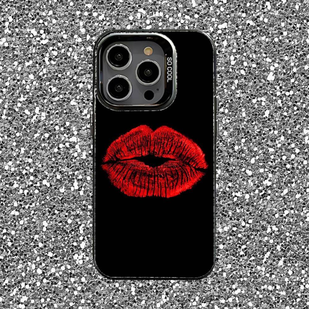 

Sexy Red Lips Phone Case For iPhone 16,15,14,13,12,11,Pro,XS,Max,Plus,Mini,SE Black Candy Matte Shockproof Cover iPhone16plus