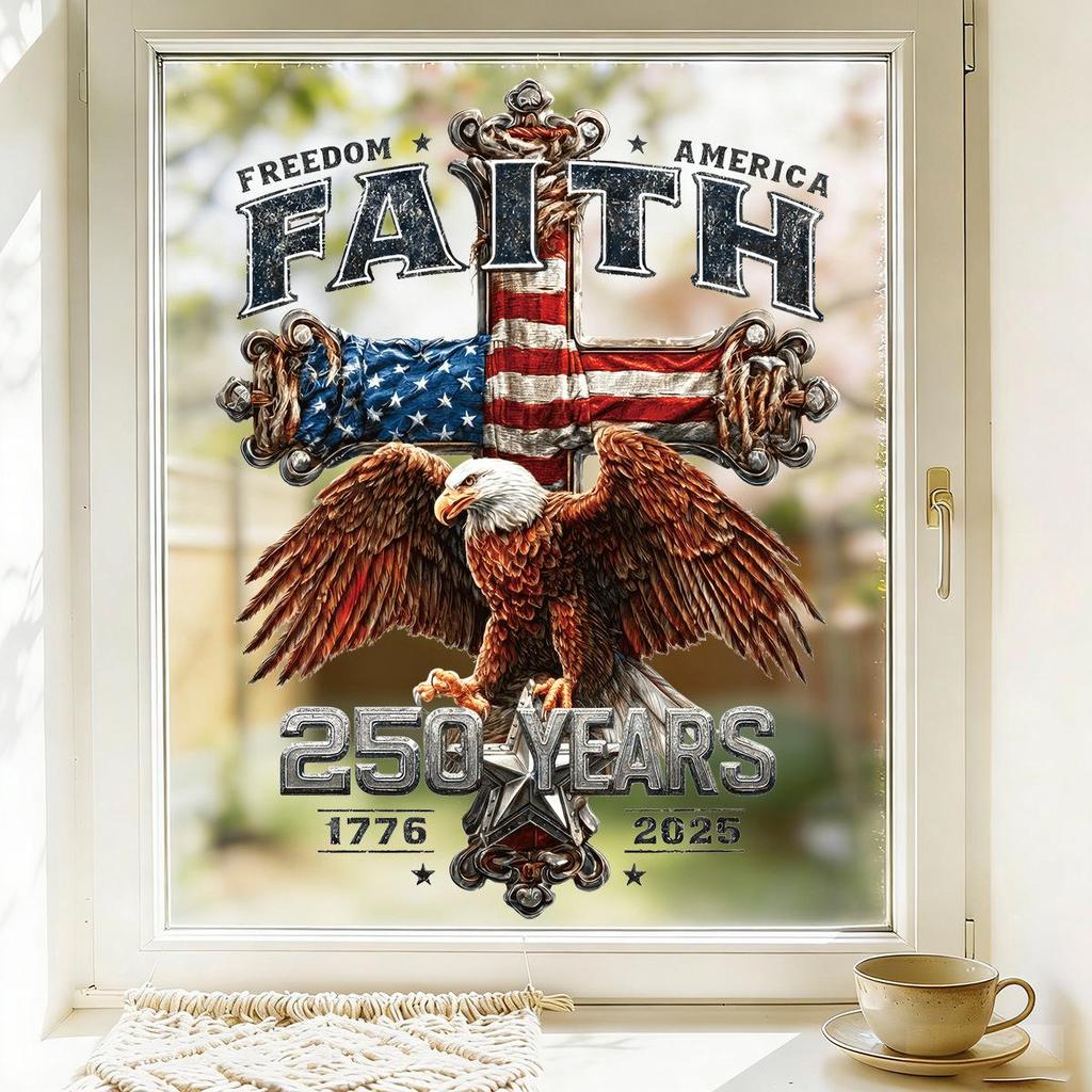 250th Anniversary US Independence Day Bald Eagle Stars & Stripes Festival Window Clings