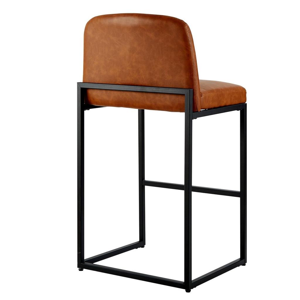 Bar Stool Set of 4, 68cm Counter Height Stools, Modern PU Leather Counter Barstool with Backrest, Metal Legs, Easy Assembly Armless Bar Chair, Island