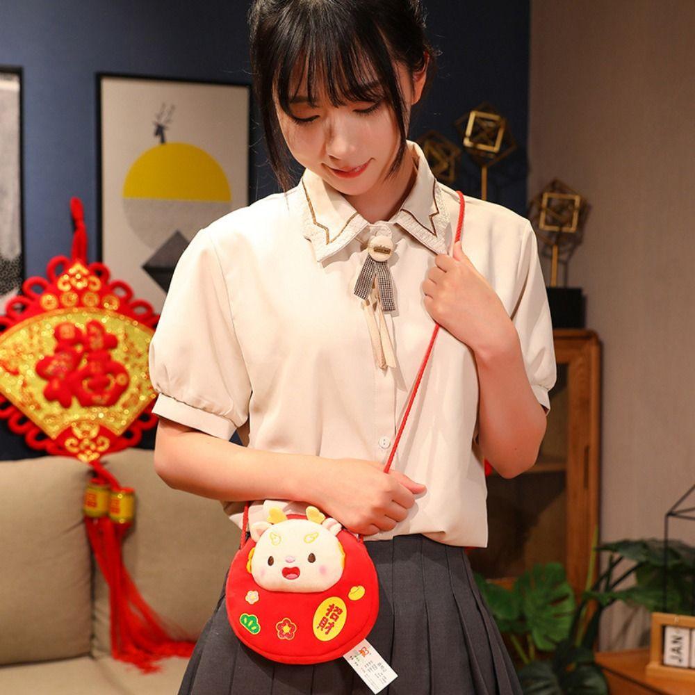 Lucky Money Wallet 2024 Red Envelope Hongbao Dragon Year Mascot Creative Money Packing Bag  Kids