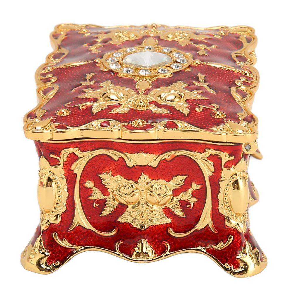 Metal Enamel Trinket Box Gold Red Treasure Chest Box Jewelry Boxes Jewelry Box  Home Dresser Decor