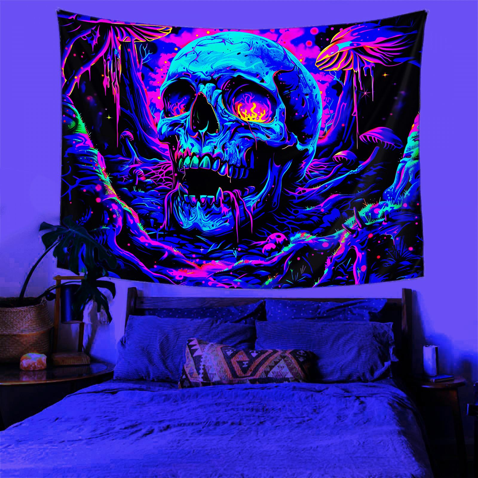 VIKAMA Anime Skull Print Wall Tapestry Art Wall Hanging For Bedroom Living Room Dorm Home Wall Decor 74x94cm(29x37in)