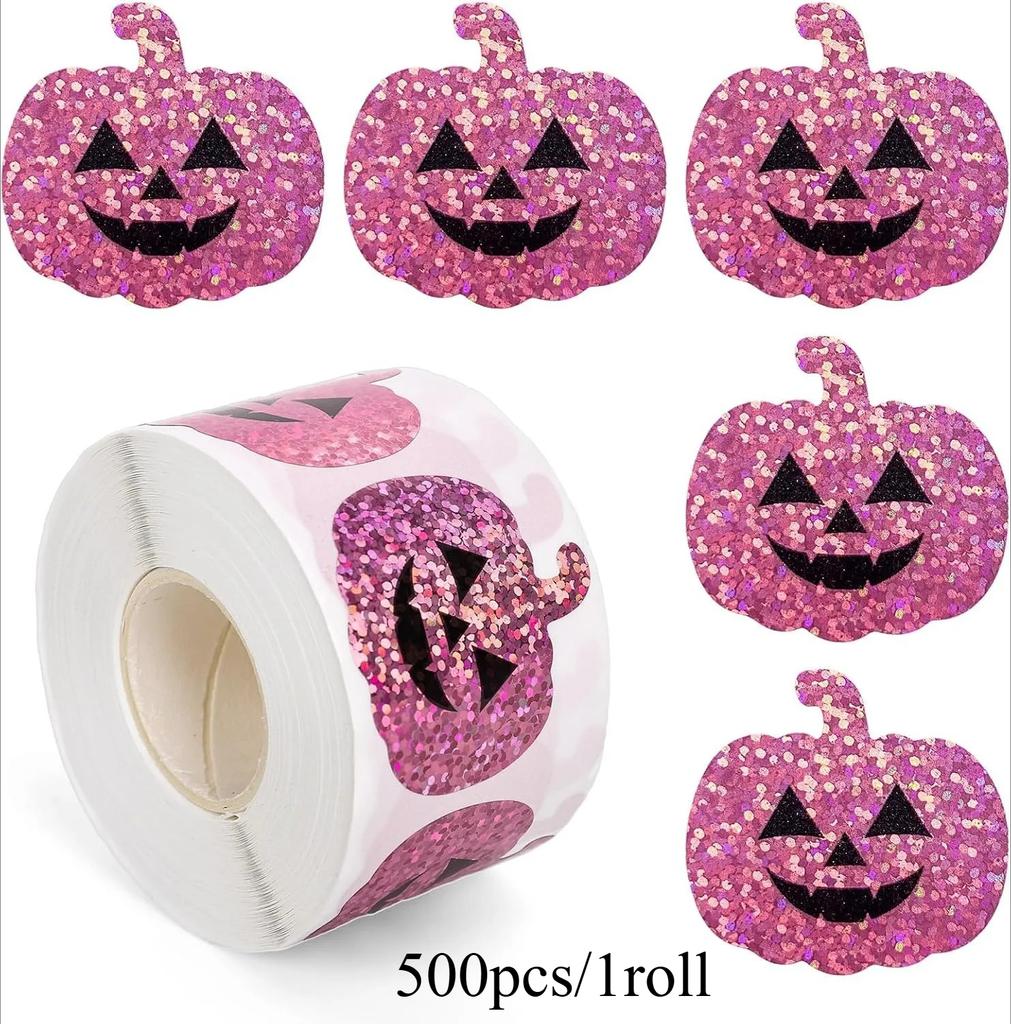 500 szt. Halloweenowe laserowe naklejki z dyniami PVC naklejki do scrapbookingu etykiety rzemieślnicze opakowania na prezenty naklejki uszczelniające dekoracja na przyjęcie