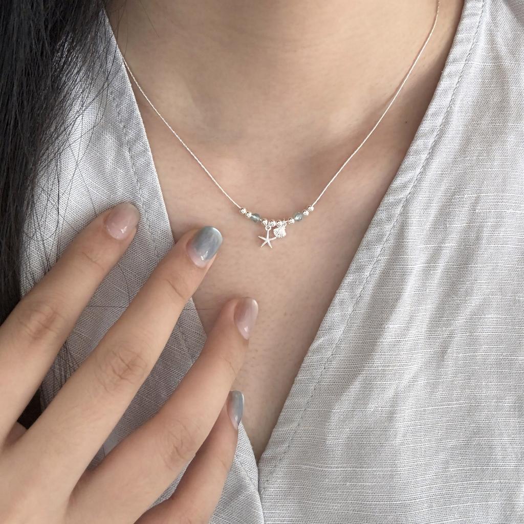 925 Silver Bead Geometry Necklace for Women Girl Korean Design Versatile Choker Jewelry Dropship