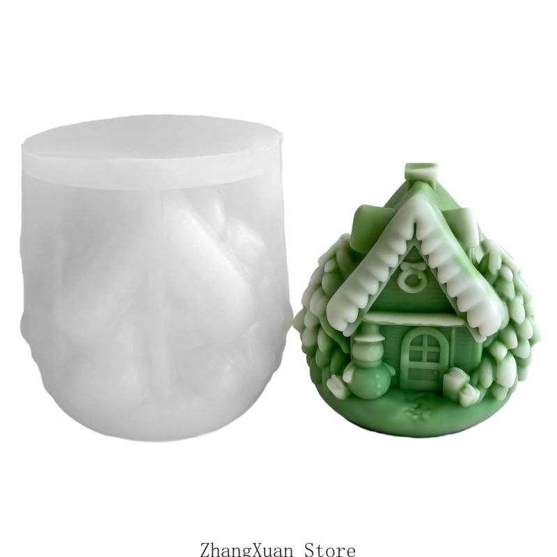 3XUF Silicone Mould Christmas House Molds Plasters Molds Casting Molds