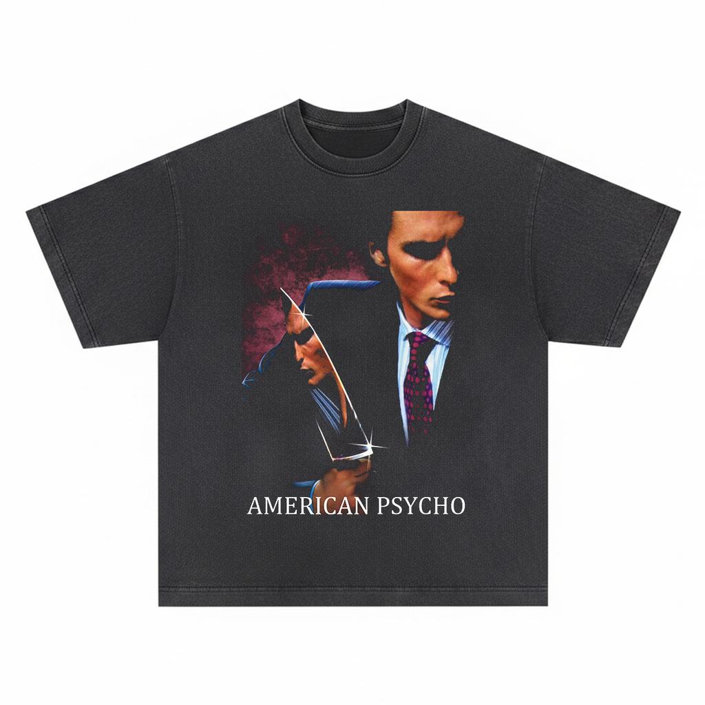 Movie A-American Psycho Vintage T-Shirt Patrick Bateman Film Halloween Horror Fan Gift Cotton Tee Men T Shirt New Tshirt Womens