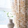 Mustard Damask Printed Curtains - Khaki European Floral Ready-Made Drapes with Tassel Trim | Semi-Sheer Kitchen Valance & Bay Window Light Filtering