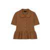 Spring New Women Clothes Graceful Lapel Short Sleeve A- Line Short Skirt Hem Knitted Outerwear 2142012