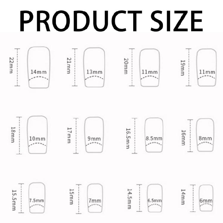 Square Nail Tips Flower Fake Nail Glues On Nail Stick On Nail Press On Nail Artificial False Nail for Womens and Girls